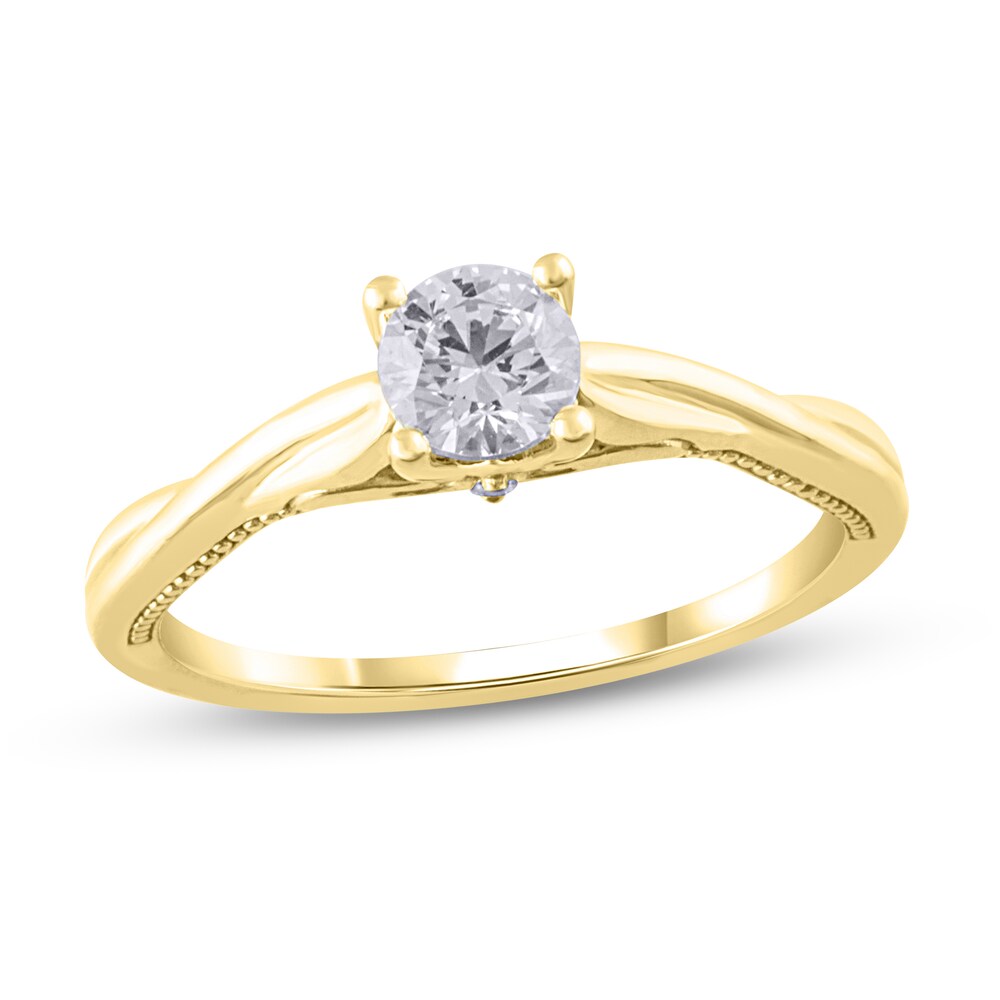 Diamond Engagement Ring 1/2 ct tw Round 14K Yellow Gold (I2/I) JPYR8D0U