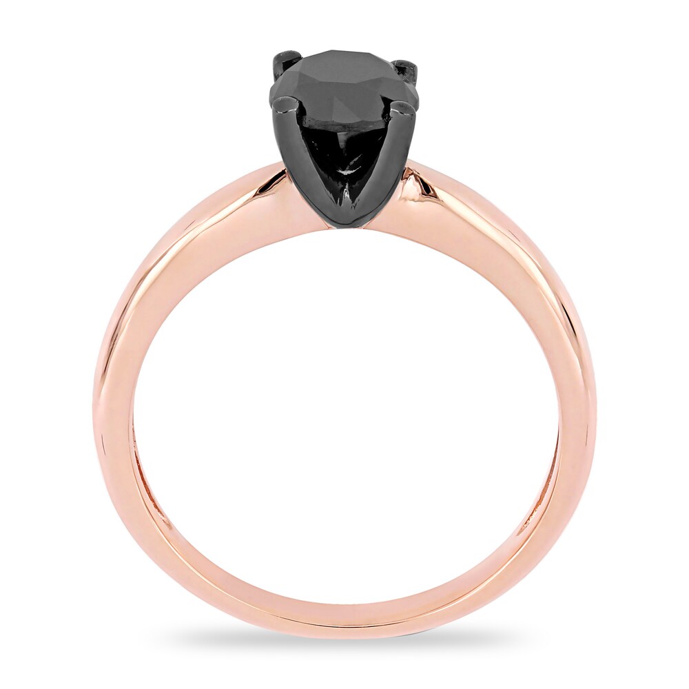 Black Diamond Solitaire Engagement Ring 1 ct tw Round-cut 14K Rose Gold JYPLfFfQ