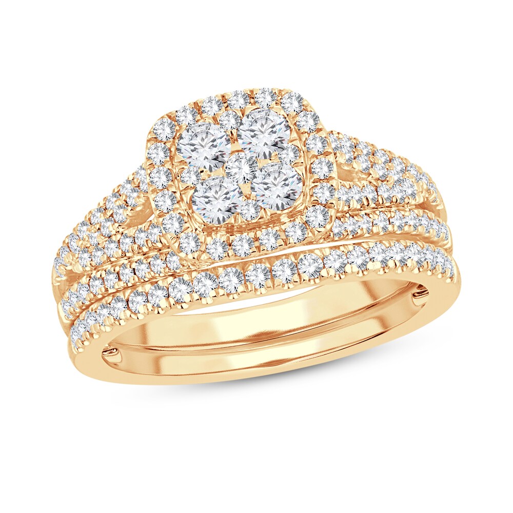 Diamond Bridal Set 1 ct tw Round-cut 14K Yellow Gold JnTW1Evw