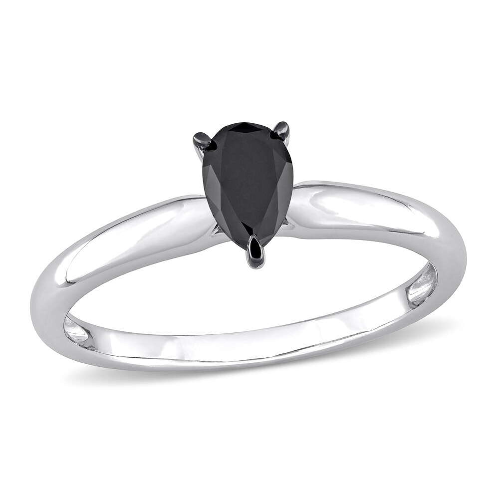 Black Diamond Solitaire Engagement Ring 1/2 ct tw Pear-shaped 14K White Gold JswMF3lv