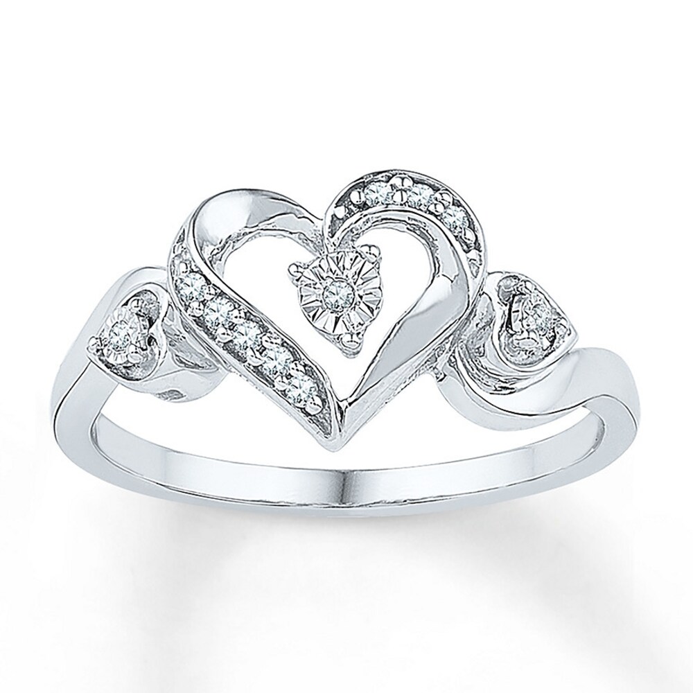 Diamond Heart Ring 1/20 ct tw Round-cut Sterling Silver JwHYPzsj