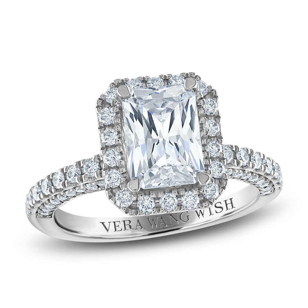 Vera Wang WISH Diamond Engagement Ring 2-3/4 ct tw Emerald/Round 18K White Gold K7ncndWZ