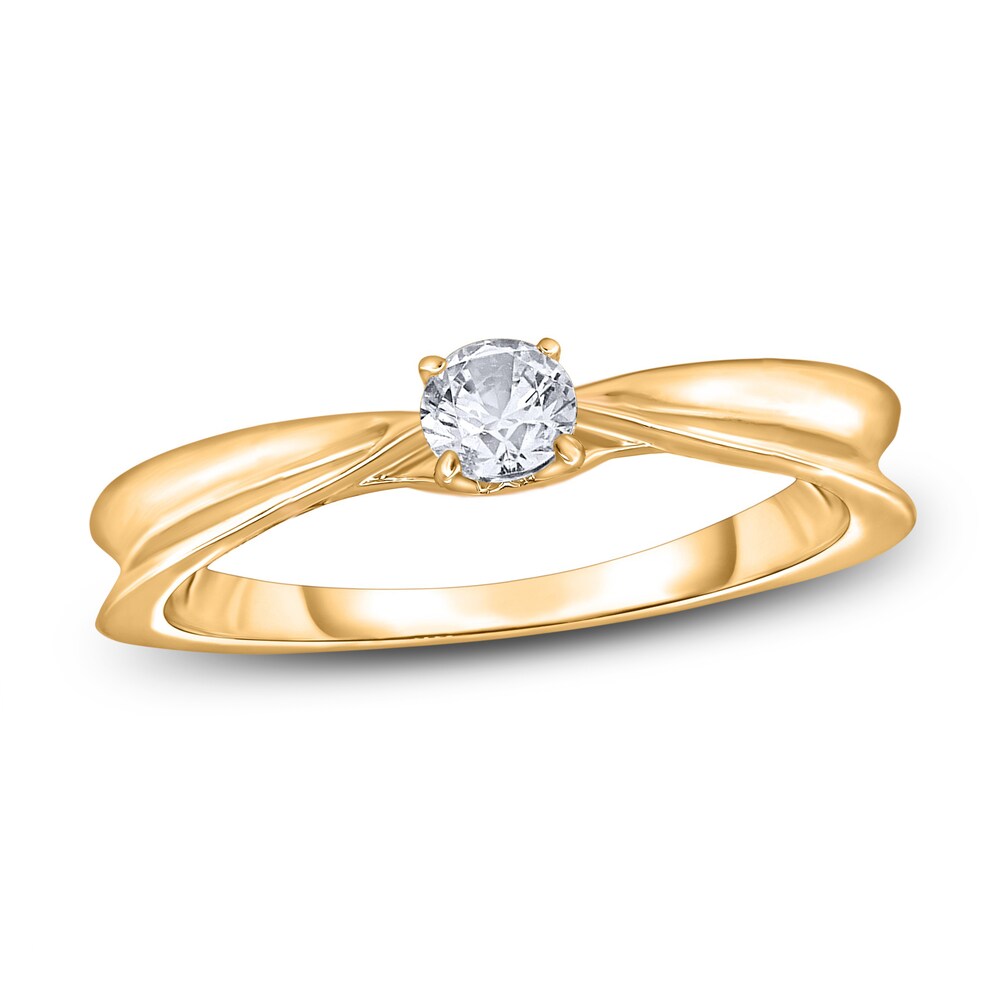 Diamond Solitaire Concave Engagement Ring 1/4 ct tw Round 14K Yellow Gold (I2/I) K7rIDns7