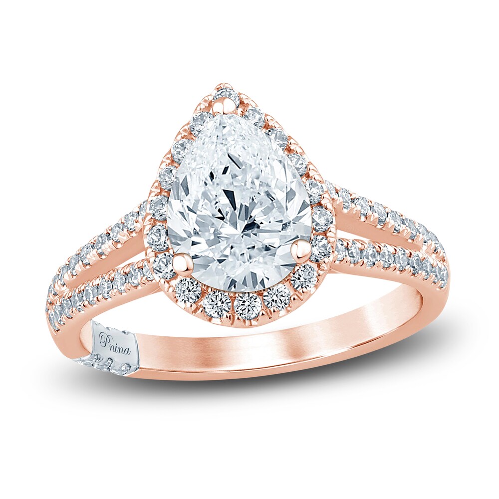 Pnina Tornai Lab-Created Diamond Engagement Ring 2-1/2 ct tw Pear/Round 14K Rose Gold K93RVKgS