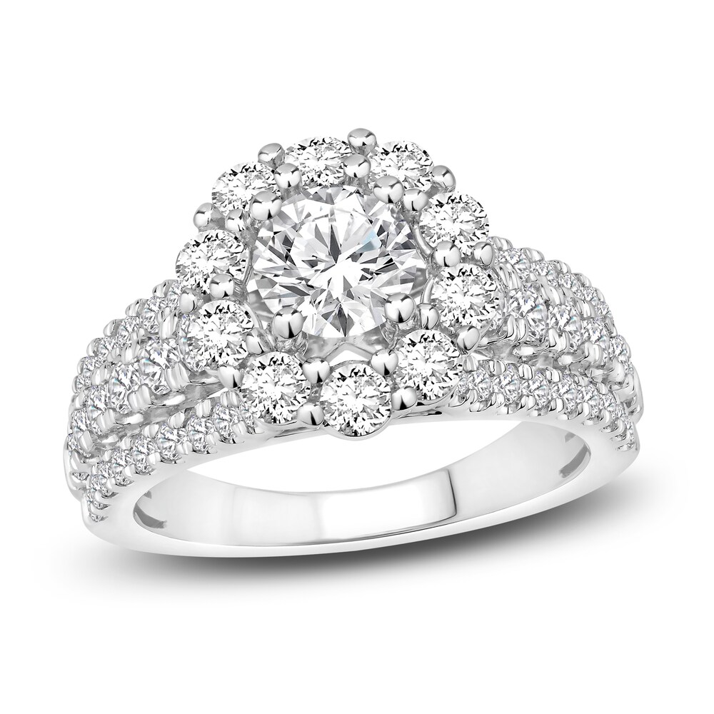 Diamond Engagement Ring 2-3/8 ct tw Round 14K White Gold KCNmDty5