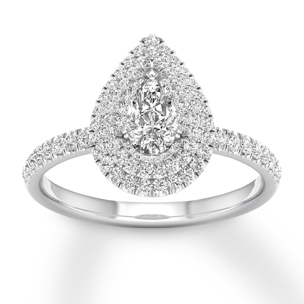 Diamond Engagement Ring 5/8 ct tw Pear-shaped 14K White Gold KJyd4dU6