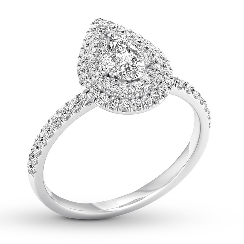 Diamond Engagement Ring 5/8 ct tw Pear-shaped 14K White Gold KJyd4dU6