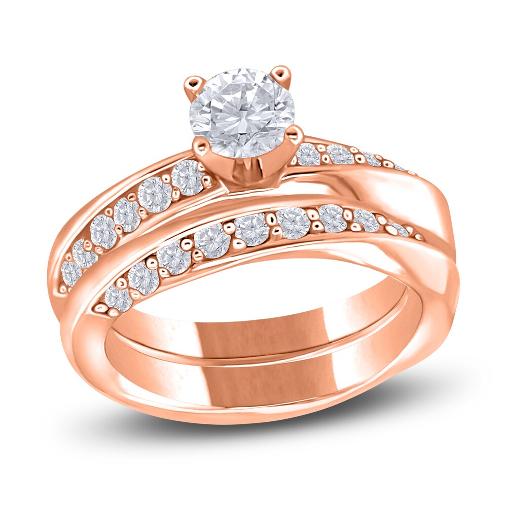 Diamond Bridal Set 1-1/4 ct tw Round 14K Rose Gold KN3nFexn