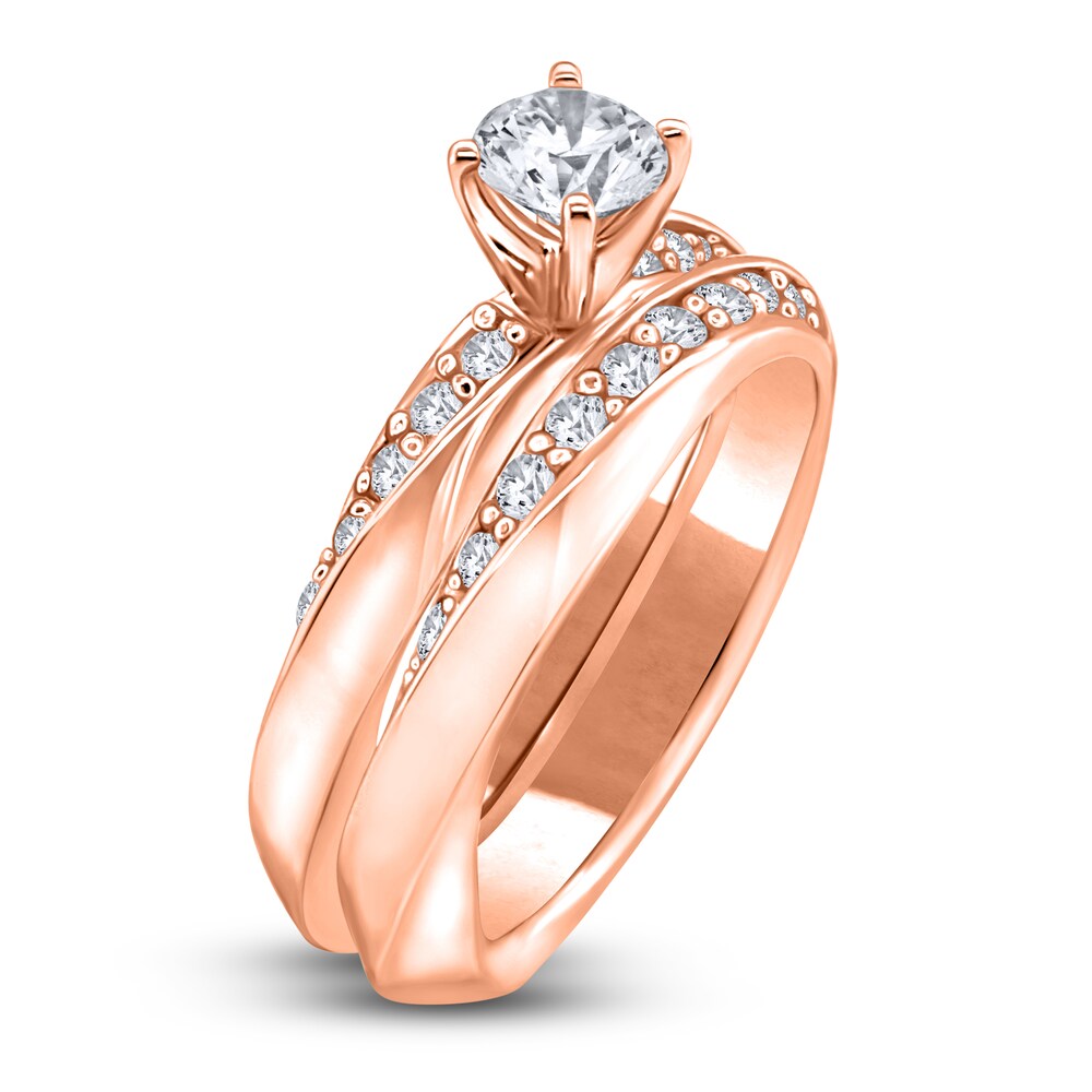 Diamond Bridal Set 1-1/4 ct tw Round 14K Rose Gold KN3nFexn