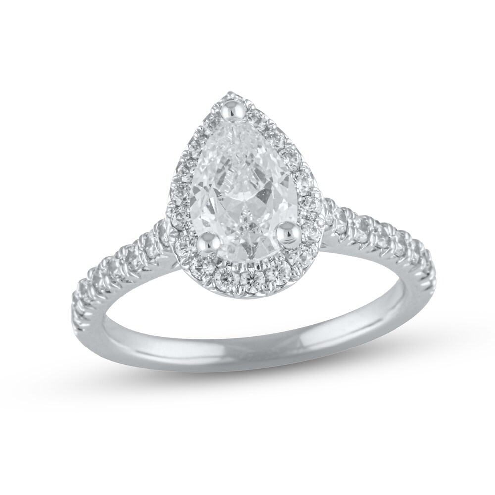 Lab-Created Diamond Engagement Ring 2 ct tw Pear-shaped/Round 14K White Gold KNsRAIpJ