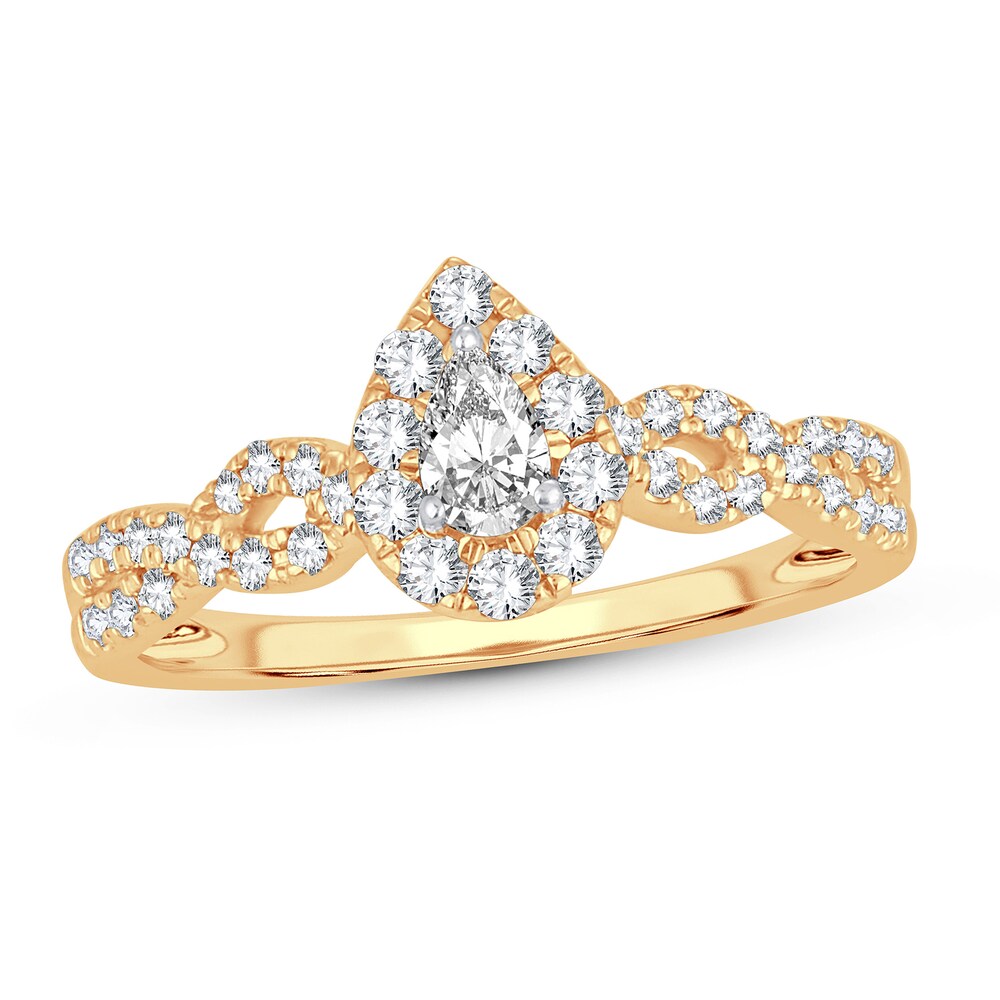 Diamond Ring 1/2 ct tw Pear-shaped 14K Yellow Gold KUKNbjiM
