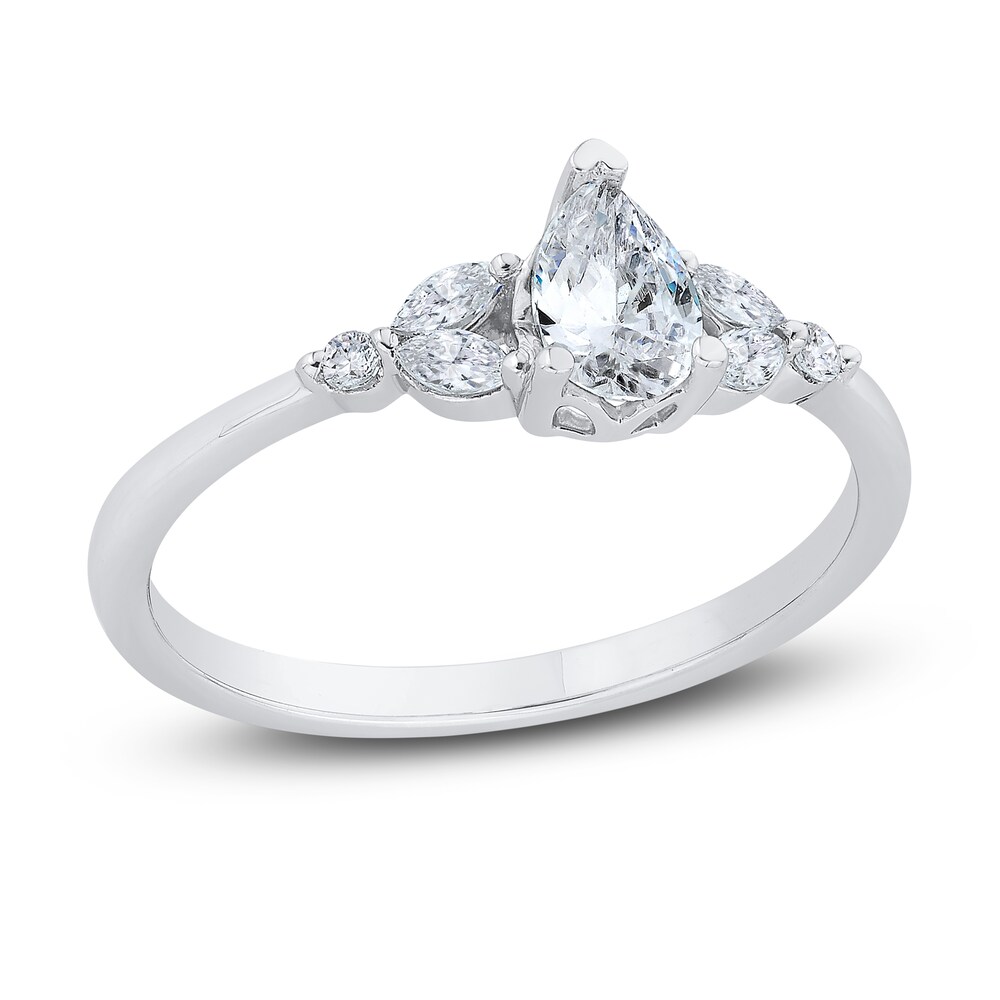 Diamond Engagement Ring 1/2 ct tw Pear-shaped/Round 14K White Gold KVgILenU