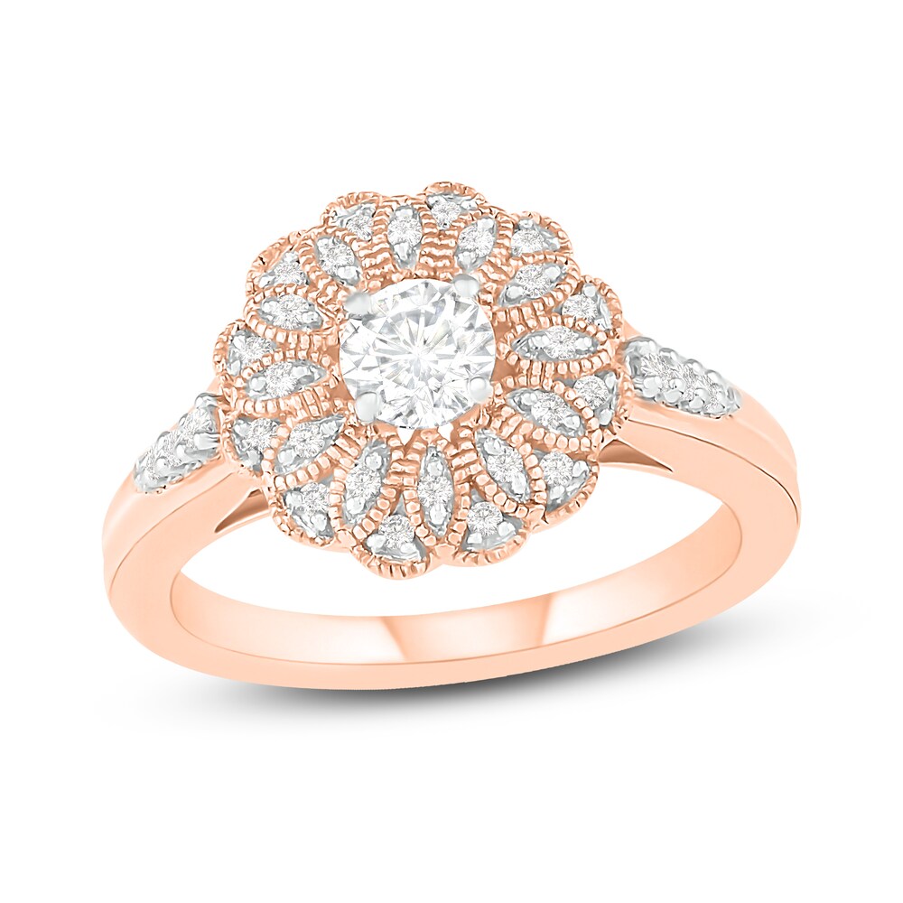 Diamond Engagement Ring 1/2 ct tw Round 14K Rose Gold KcoD1LSs