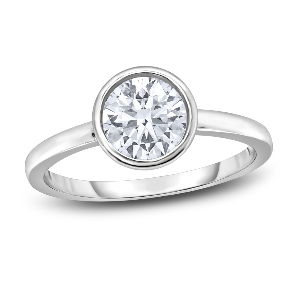 Diamond Solitaire Engagement Ring 3/4 ct tw Bezel-Set Round 14K White Gold (I2/I) KirVlV8r