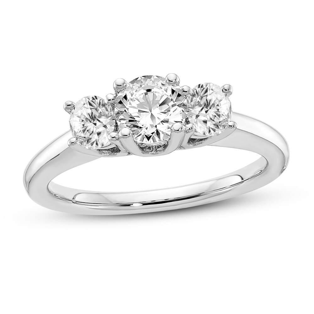 Diamond 3-Stone Engagement Ring 7/8 ct tw Round 14K White Gold KoE7VjrR