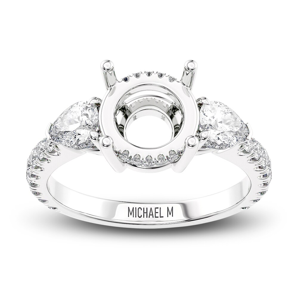 Michael M Diamond Engagement Ring Setting 7/8 ct tw Round/Pear 18K White Gold (Center diamond is sold separately) Kq3UEznQ