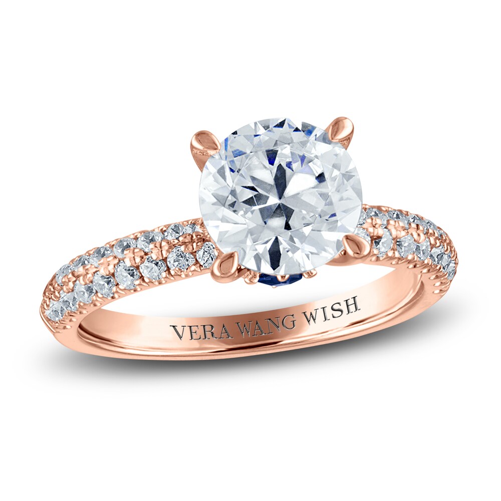 Vera Wang WISH Diamond Engagement Ring 2-1/2 ct tw Round 18K Rose Gold Kq6V23k7