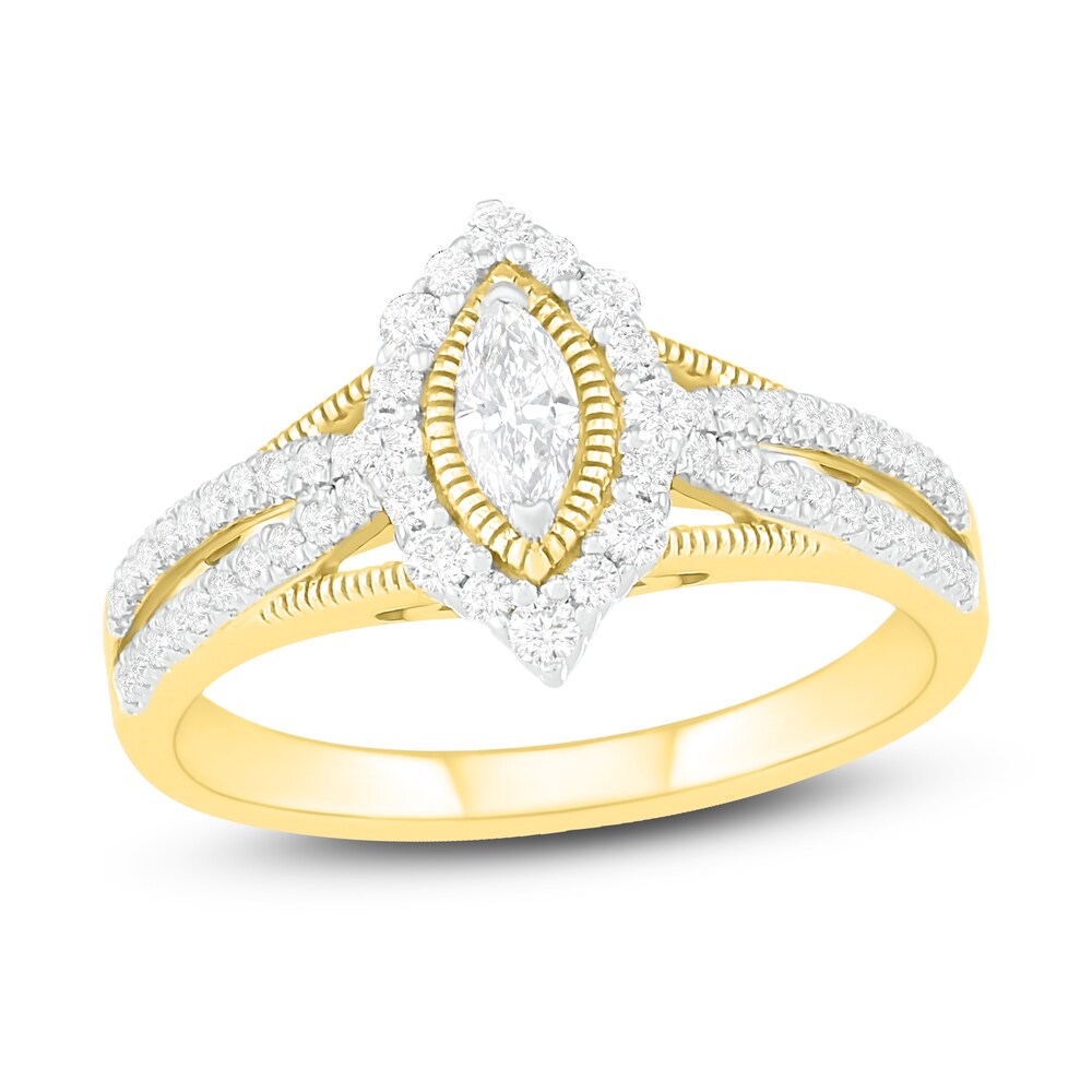 Diamond Engagement Ring 3/4 ct tw Marquise/Round 14K Yellow Gold LE03sGyT