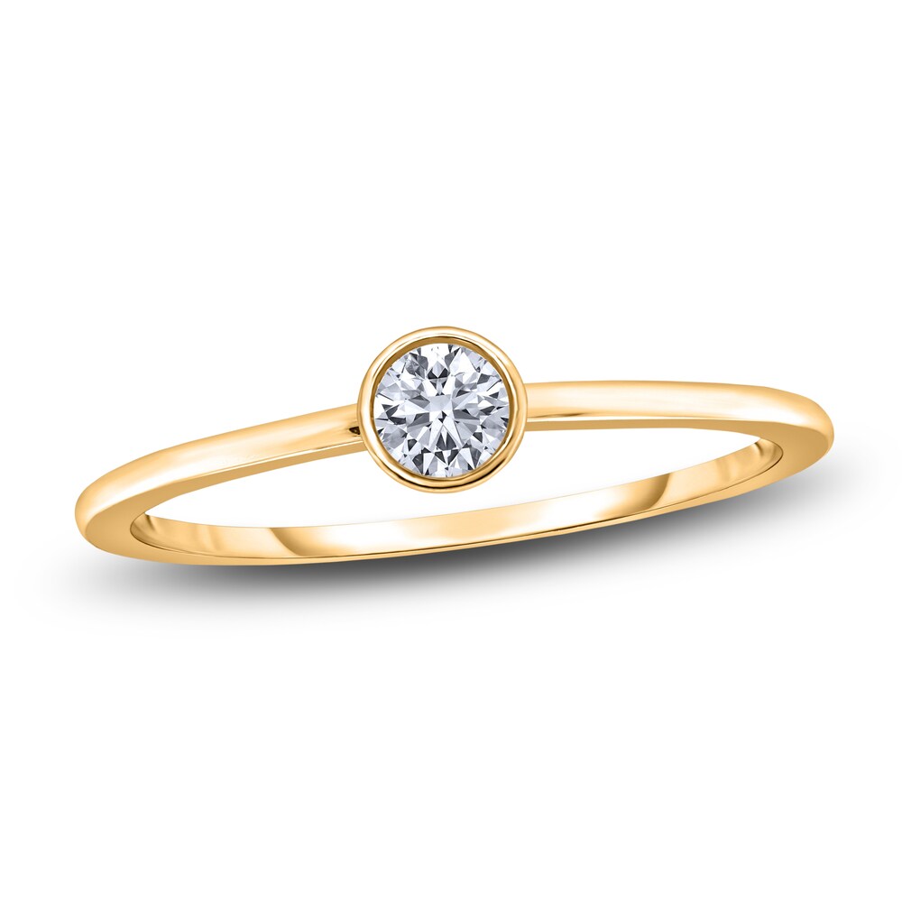 Diamond Solitaire Engagement Ring 1/4 ct tw Bezel-Set Round 14K Yellow Gold (I2/I) LEf9KG93