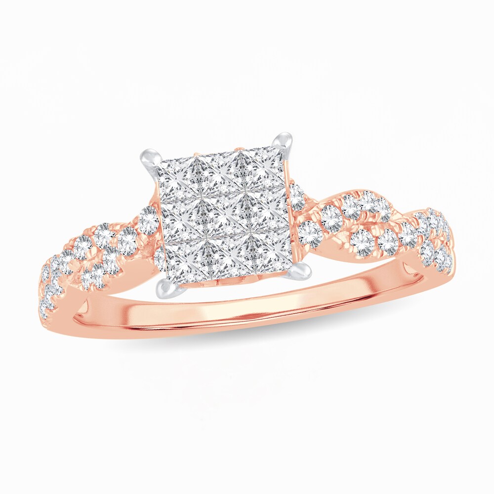 Diamond Ring 3/4 ct tw Princess 14K Rose Gold LGDnkfCO