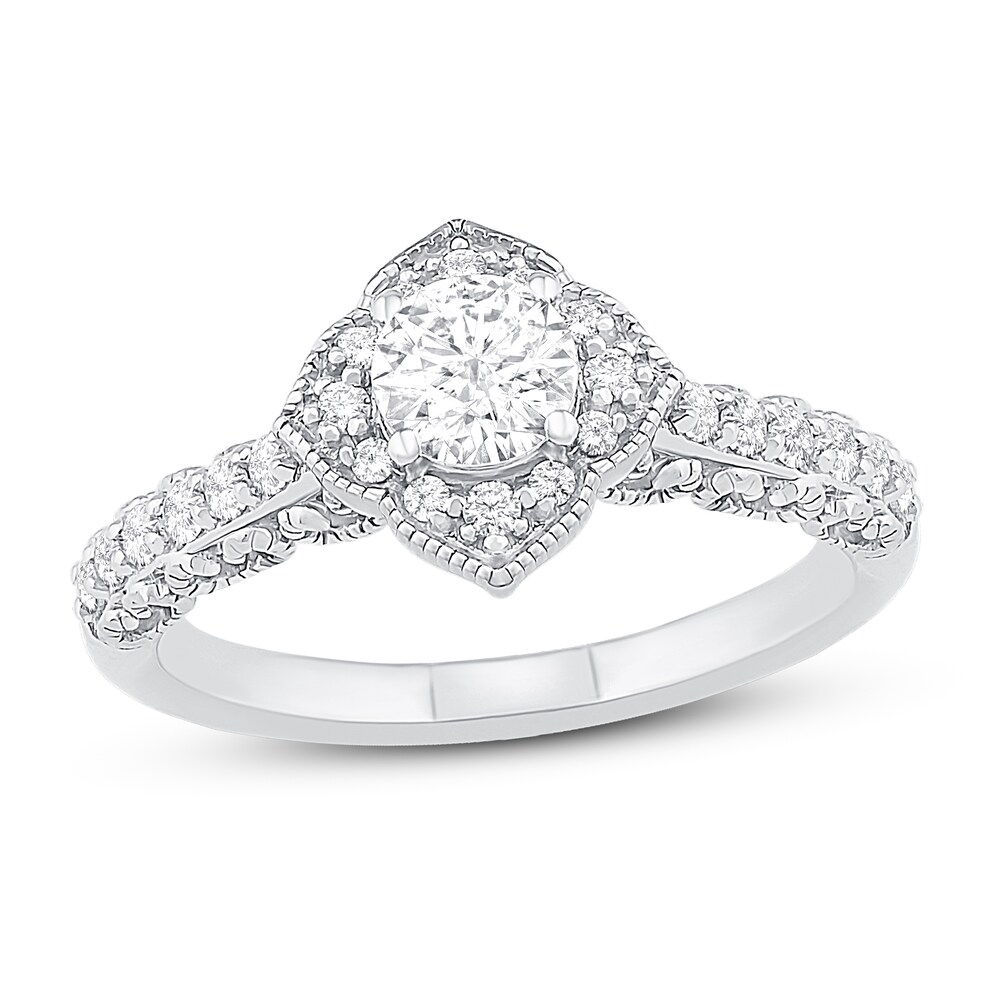 Diamond Engagement Ring 3/4 ct tw Round 14K White Gold LQBcdbJD