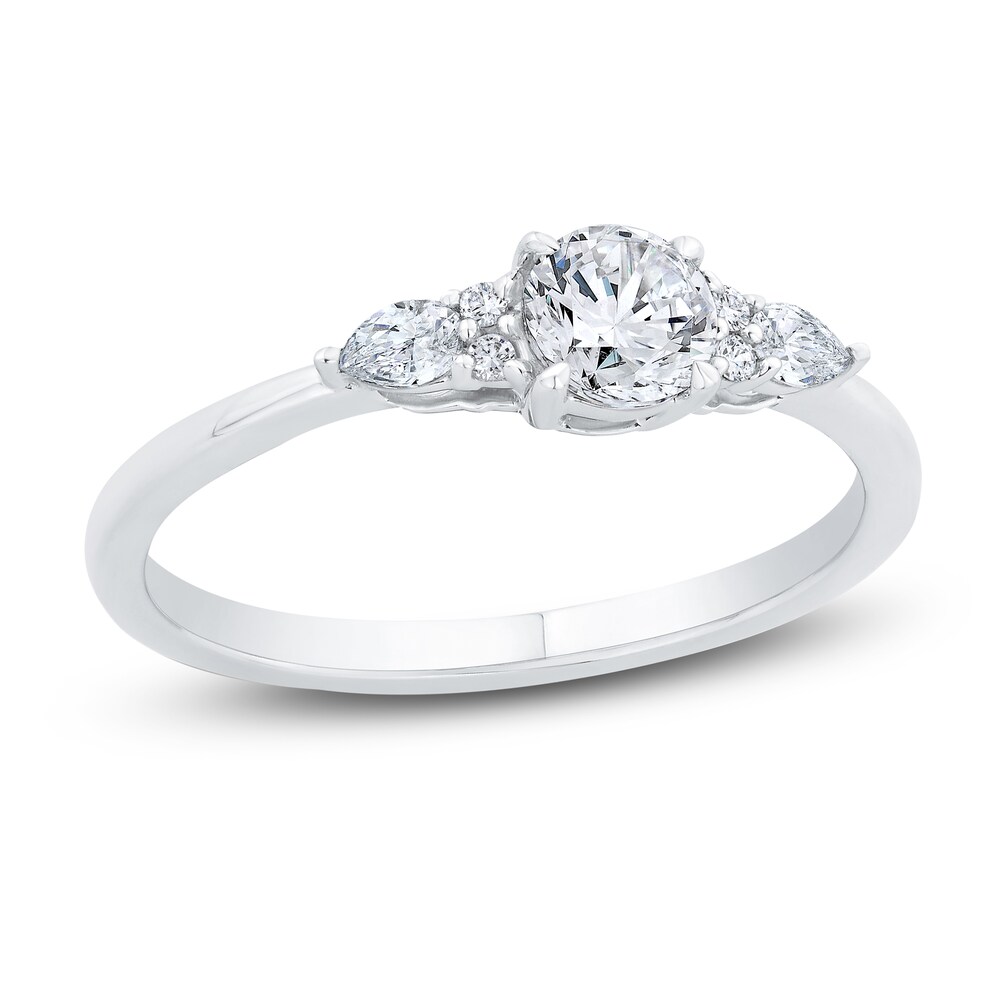 Diamond Engagement Ring 1/2 ct tw Round/Pear-shaped 14K White Gold Las68epu