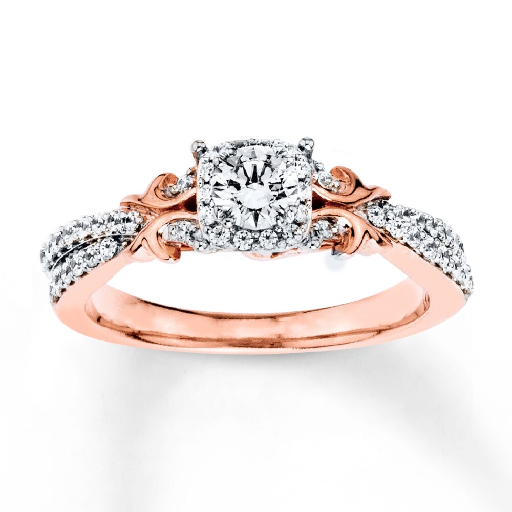 Diamond Engagement Ring 5/8 ct tw Round-cut 14K Two-Tone Gold Leeoqg3N