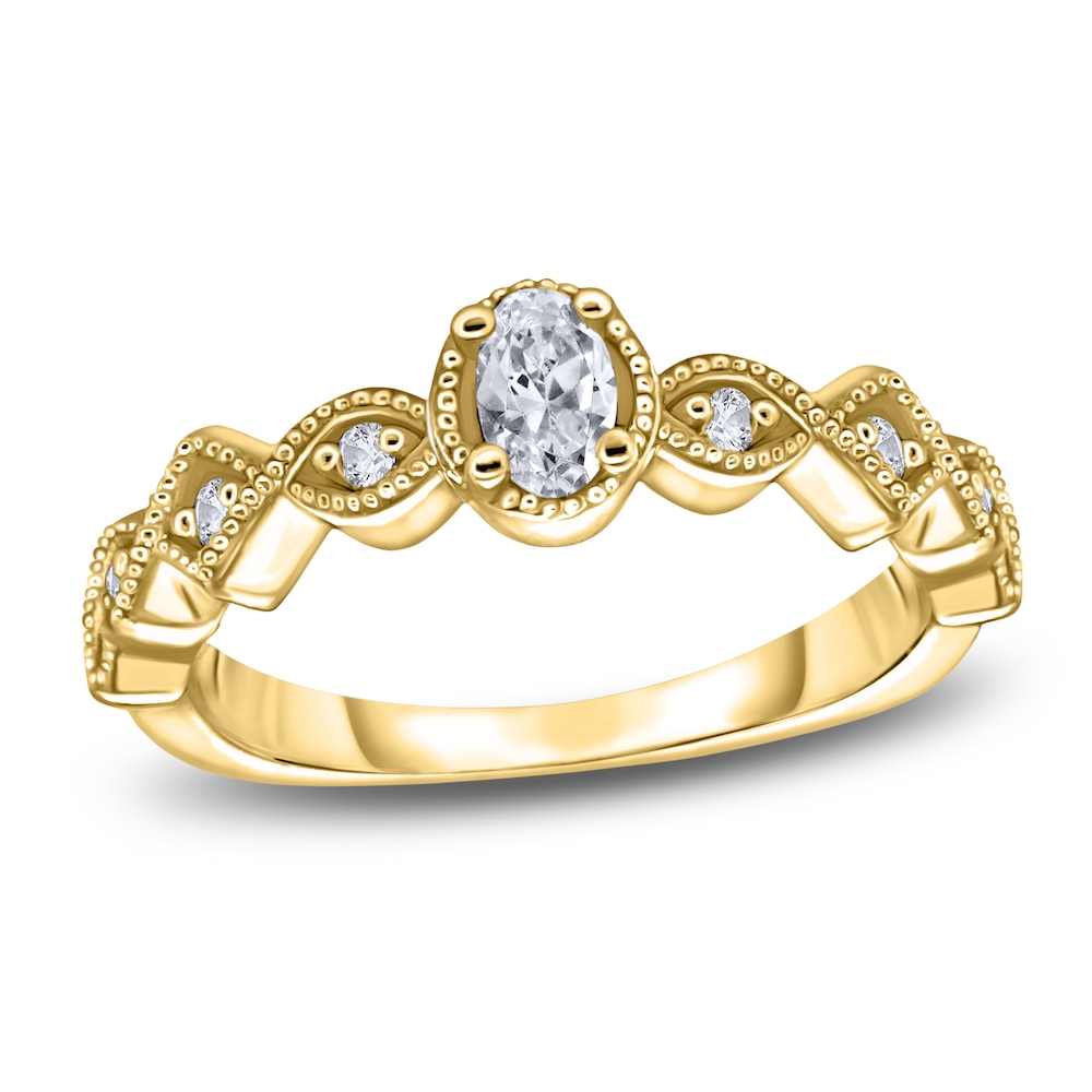 Diamond Engagement Ring 1/3 ct tw Oval/Round 14K Yellow Gold LzylEZyQ