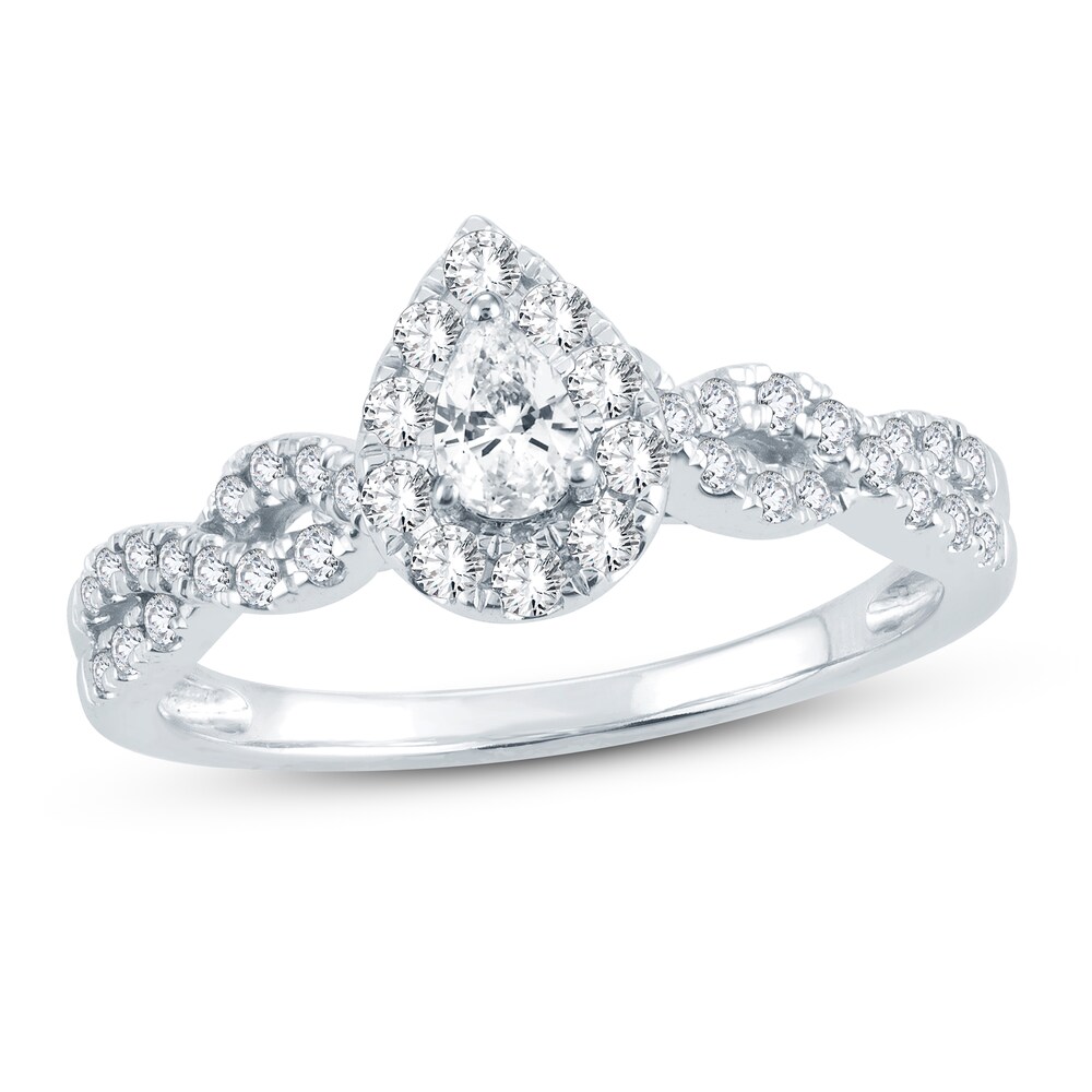 Diamond Ring 1/2 ct tw Pear-shaped 14K White Gold M2lrwgsz
