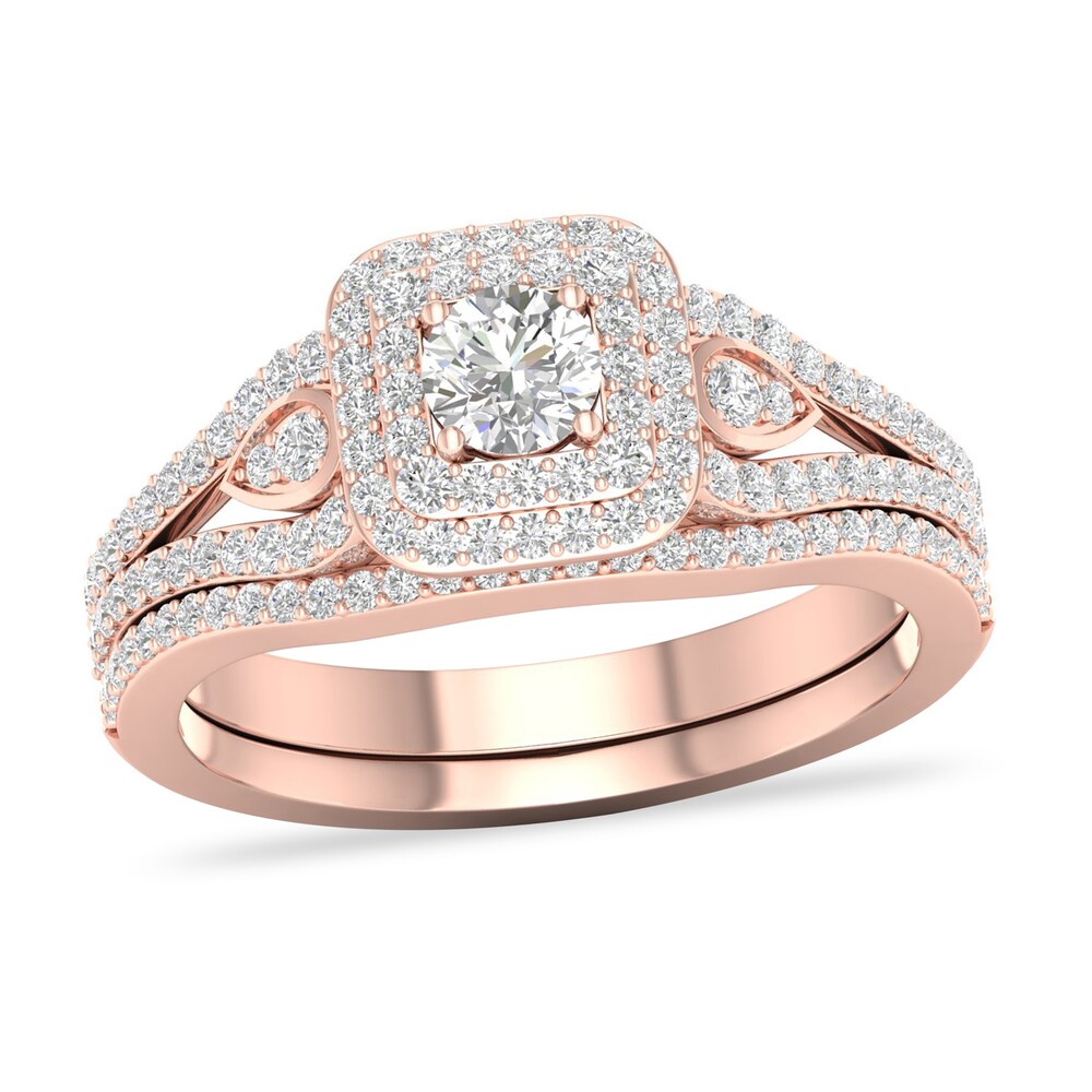 Diamond Bridal Set 5/8 ct tw Round 14K Rose Gold M6kkHo3k