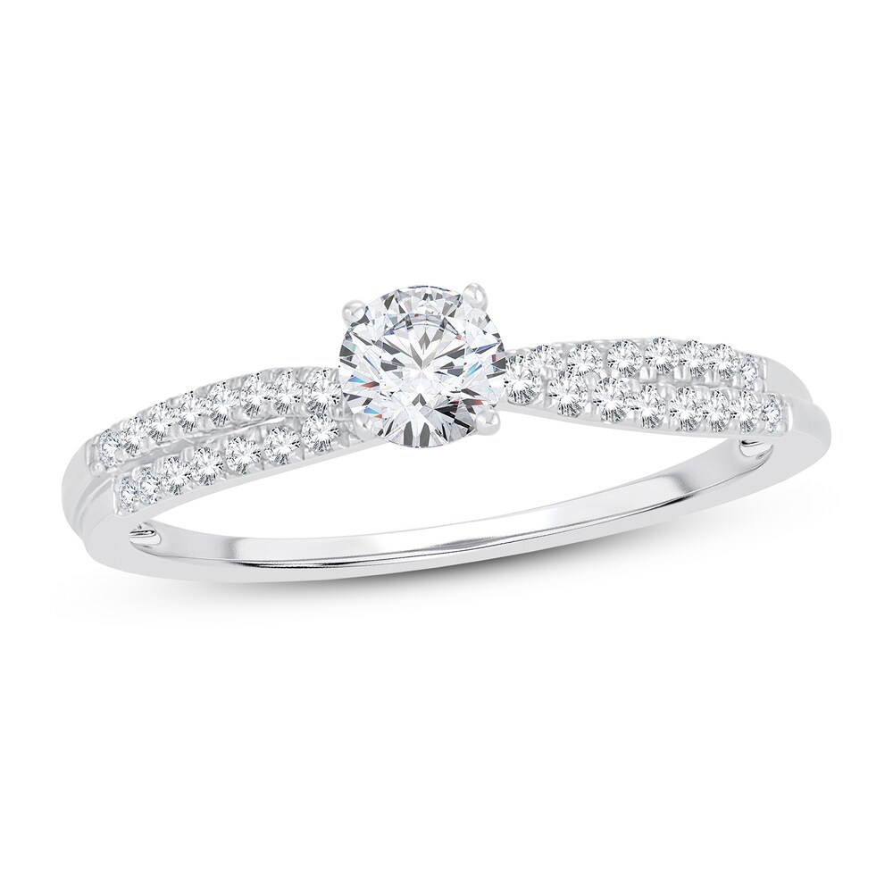 Diamond Engagement Ring 1/2 ct tw Round 14K White Gold MEQKIGYJ