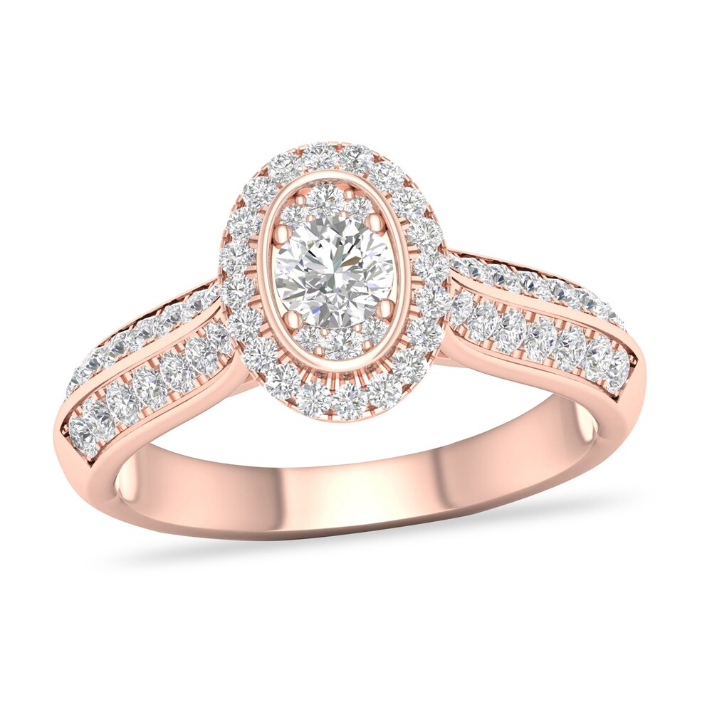 Diamond Ring 3/4 ct tw Round-cut 14K Rose Gold MFtaj7Lc