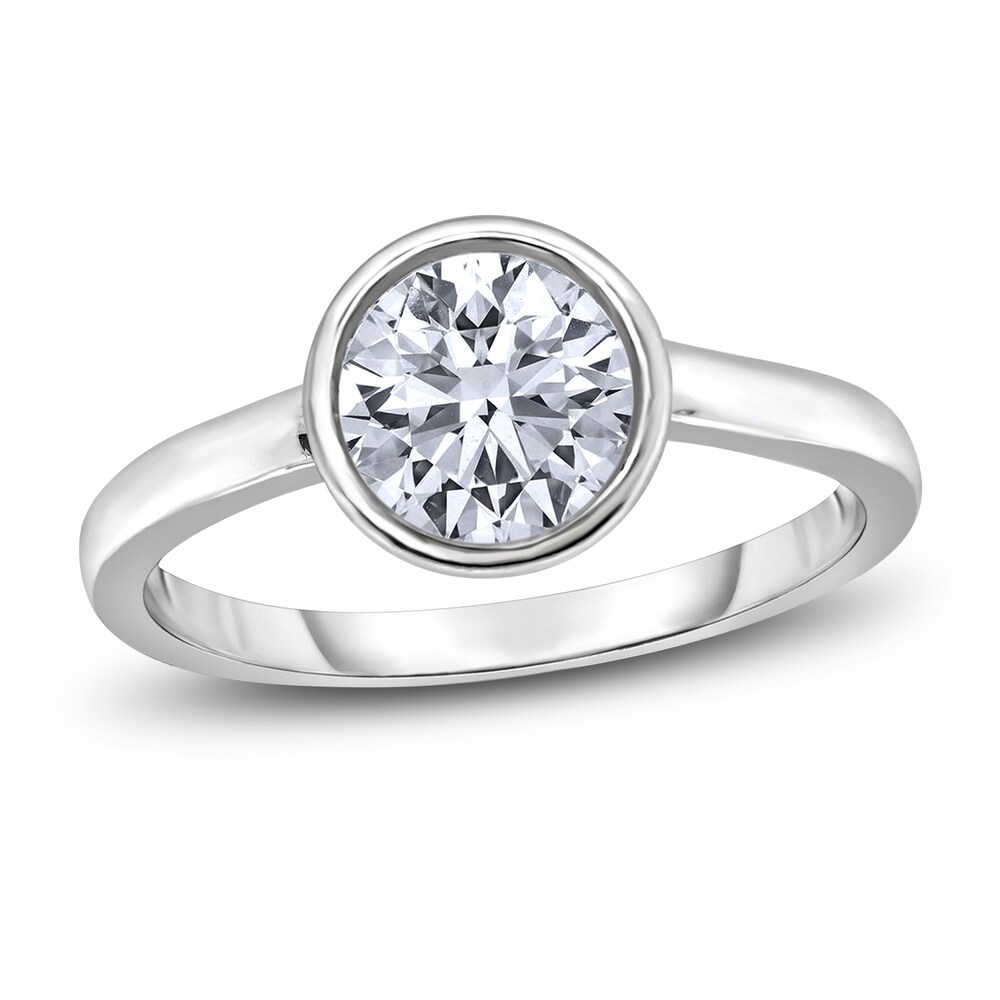 Diamond Solitaire Engagement Ring 2 ct tw Bezel-Set Round 14K White Gold (I2/I) MId6Tj0E