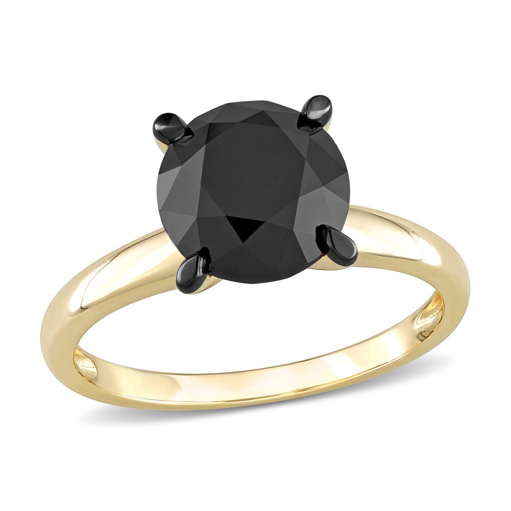 Black Diamond Solitaire Engagement Ring 3 ct tw Round-cut 14K Yellow Gold MNbiVS3U