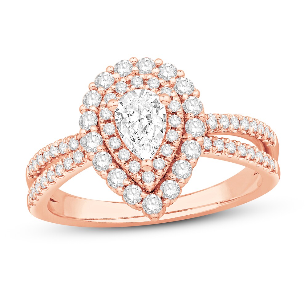 Diamond Engagement Ring 1 ct tw Round/Pear-shaped 14K Rose Gold MNegNMrf