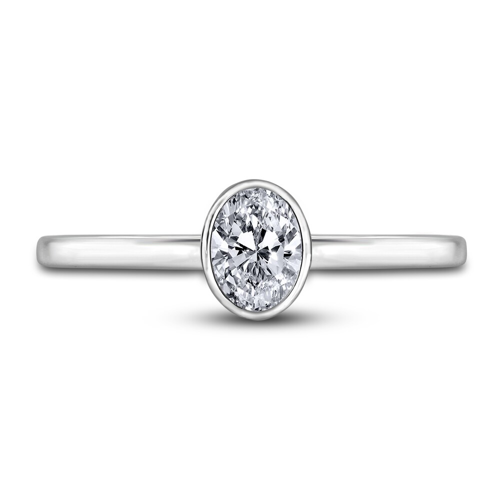 Diamond Solitaire Engagement Ring 3/4 ct tw Bezel-Set Oval 14K White Gold (I2/I) MihGl8hp