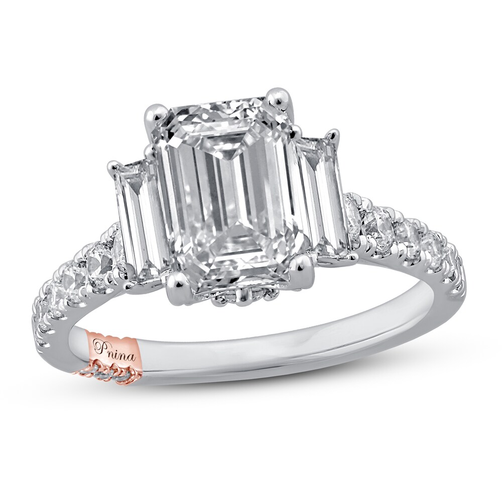 Pnina Tornai Deco Love Diamond Engagement Ring 2-7/8 ct tw Emerald/ Baguette/Round 14K White Gold N3g4vK4j