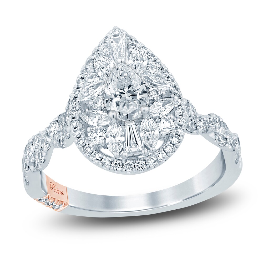 Pnina Tornai Diamond Engagement Ring 1-1/2 ct tw Pear/Marquise /Baguette/Round 14K White Gold N4uDX97R