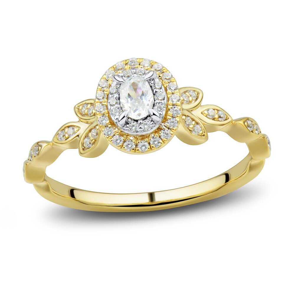 Diamond Engagement Ring 1/3 ct tw Oval/Round 14K Two-Tone Gold NKB8eyQA
