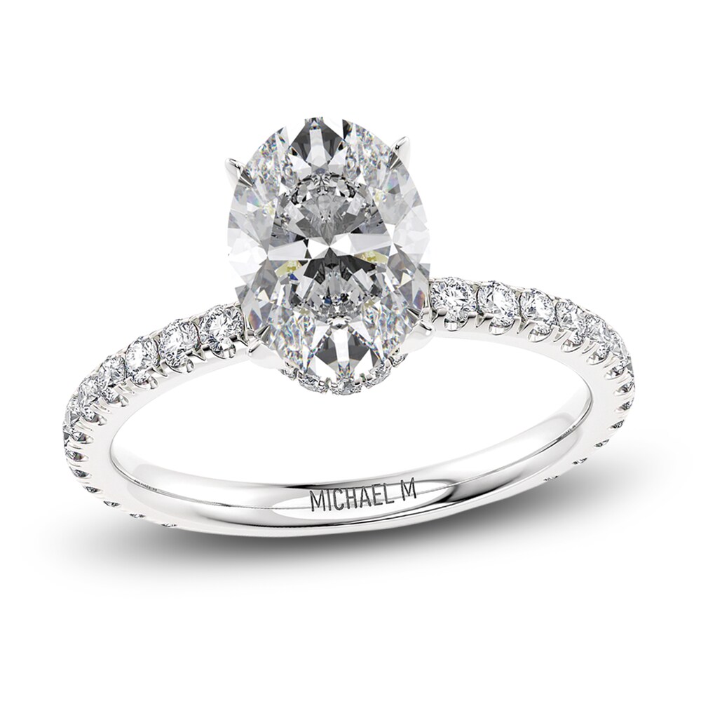 Michael M Diamond Engagement Ring Setting 1/3 ct tw Round 18K White Gold (Center diamond is sold separately) NZrIAYBn