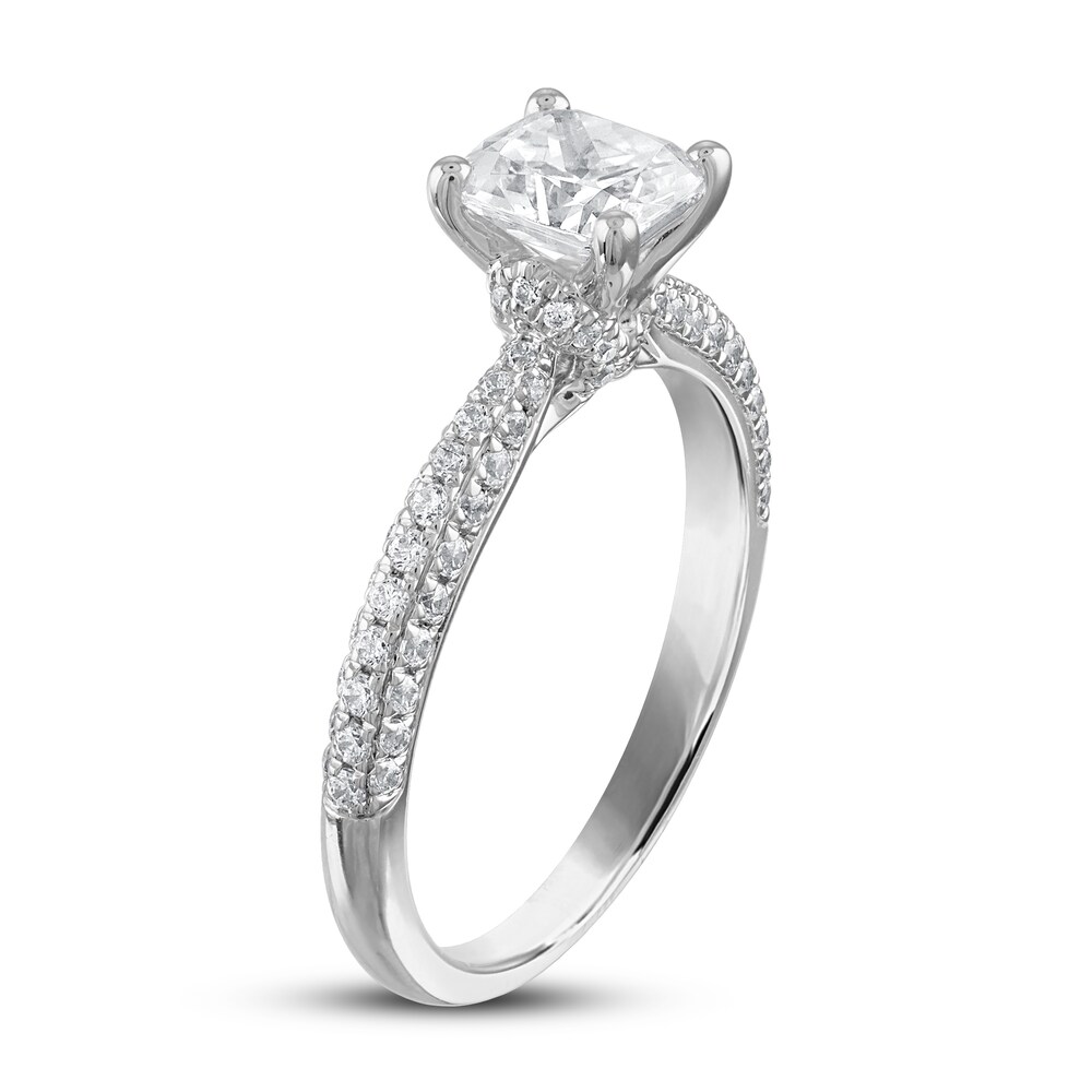 Diamond Engagement Ring 1-3/8 ct tw Cushion/Round 14K White Gold NjBn8s3d