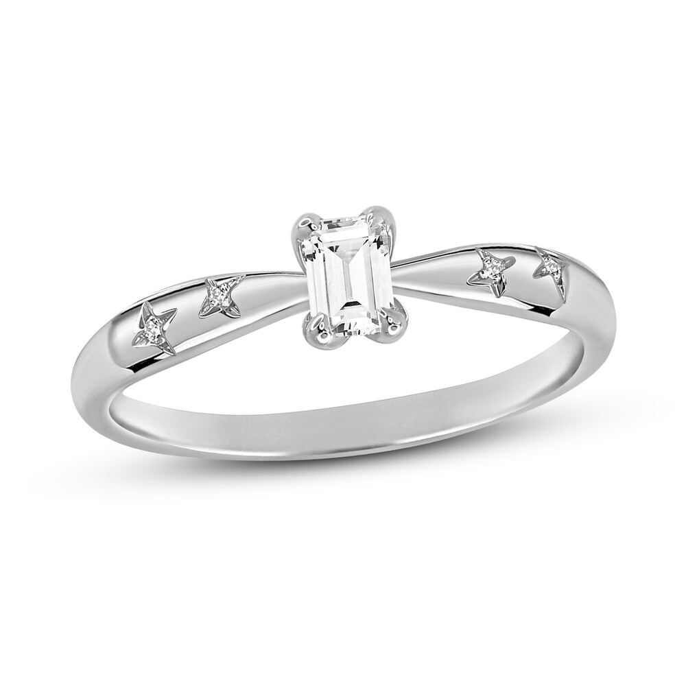 Diamond Engagement Ring 1/3 ct tw Round/Emerald 14K White Gold NjJjZ7wq