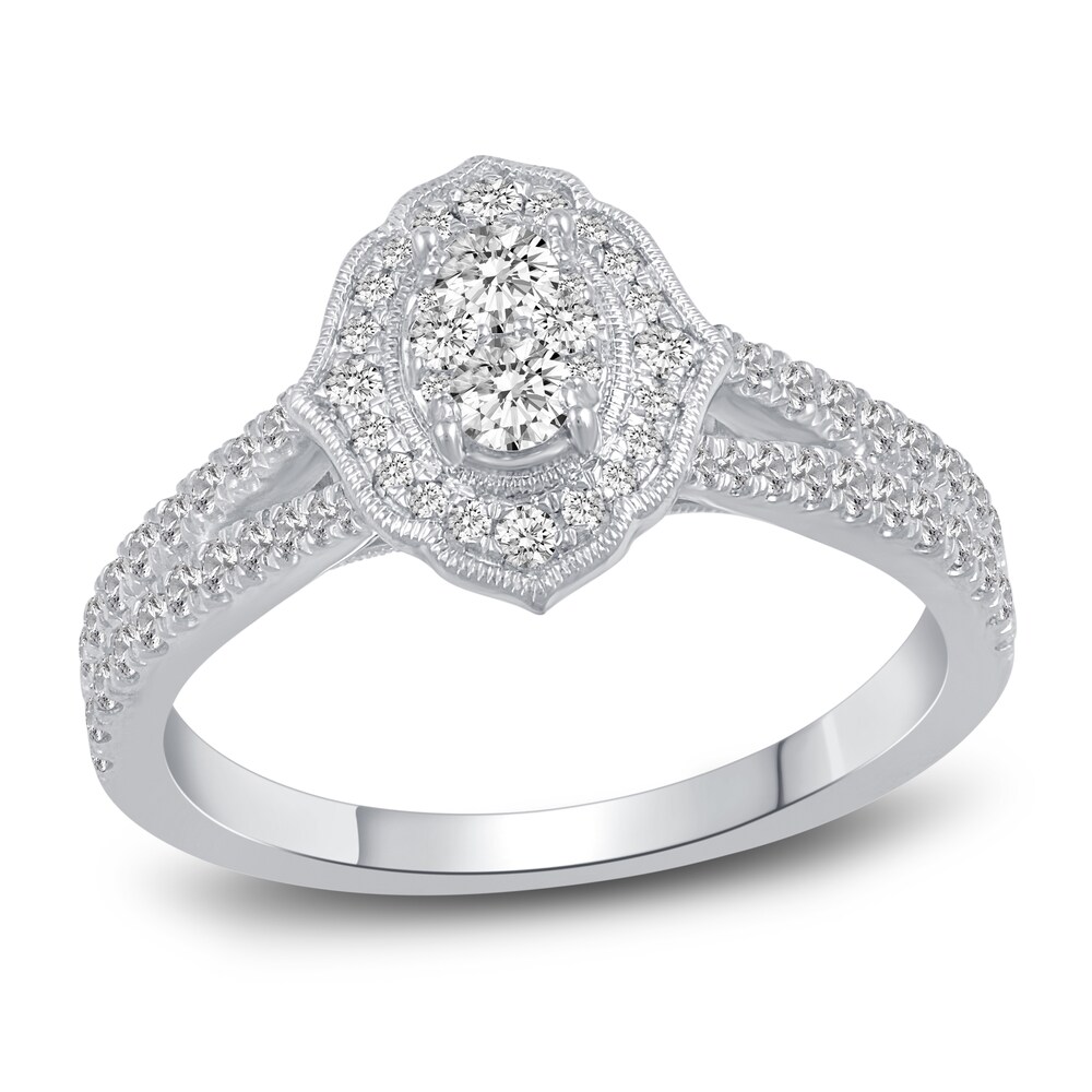 Diamond Engagement Ring 5/8 ct tw Round 14K White Gold NrvJ3kit