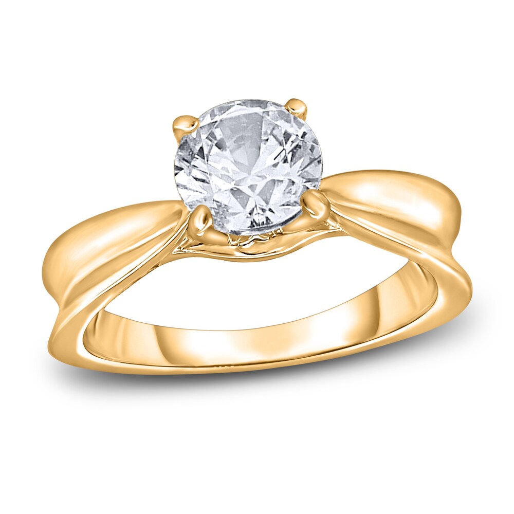 Diamond Solitaire Concave Engagement Ring 1 ct tw Round 14K Yellow Gold (I2/I) NxvZpF9u