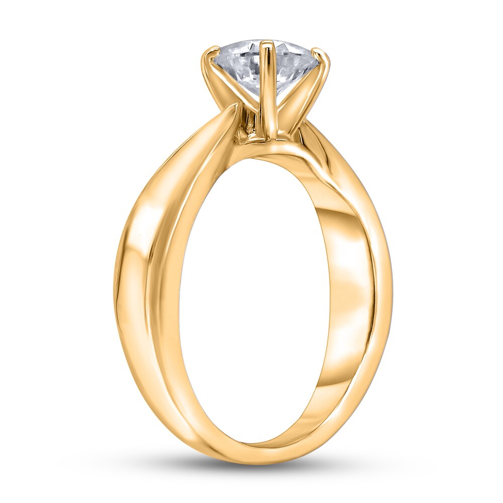 Diamond Solitaire Concave Engagement Ring 1 ct tw Round 14K Yellow Gold (I2/I) NxvZpF9u