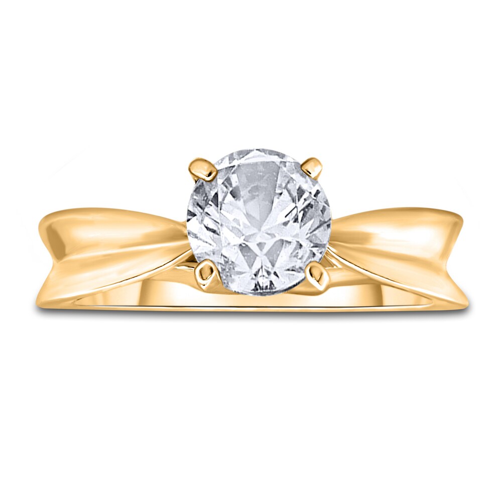 Diamond Solitaire Concave Engagement Ring 1 ct tw Round 14K Yellow Gold (I2/I) NxvZpF9u