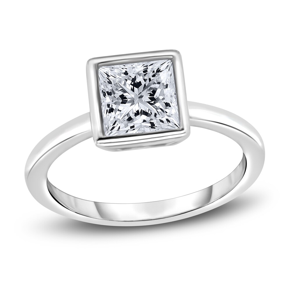 Diamond Solitaire Engagement Ring 1-1/2 ct tw Bezel-Set Princess 14K White Gold (I2/I) OBXspmjK