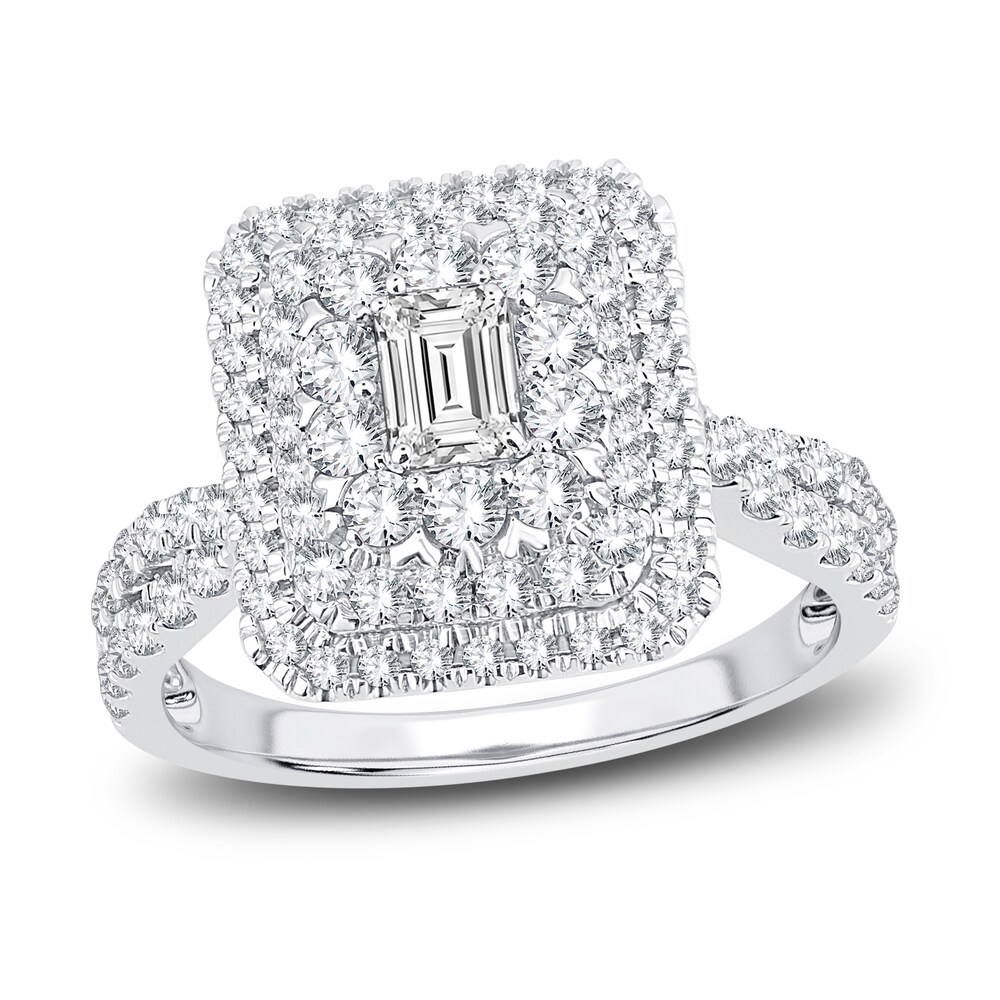 Diamond Triple Halo Engagement Ring 1-1/2 ct tw Round 14K White Gold OGNsycr5