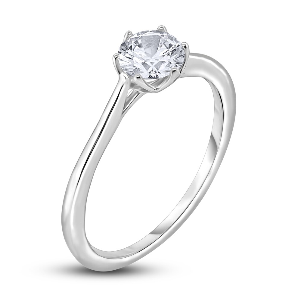 Diamond Cathedral Solitaire Engagement Ring 1/2 ct tw Round 14K White Gold (I2/I) OIkiOMLT