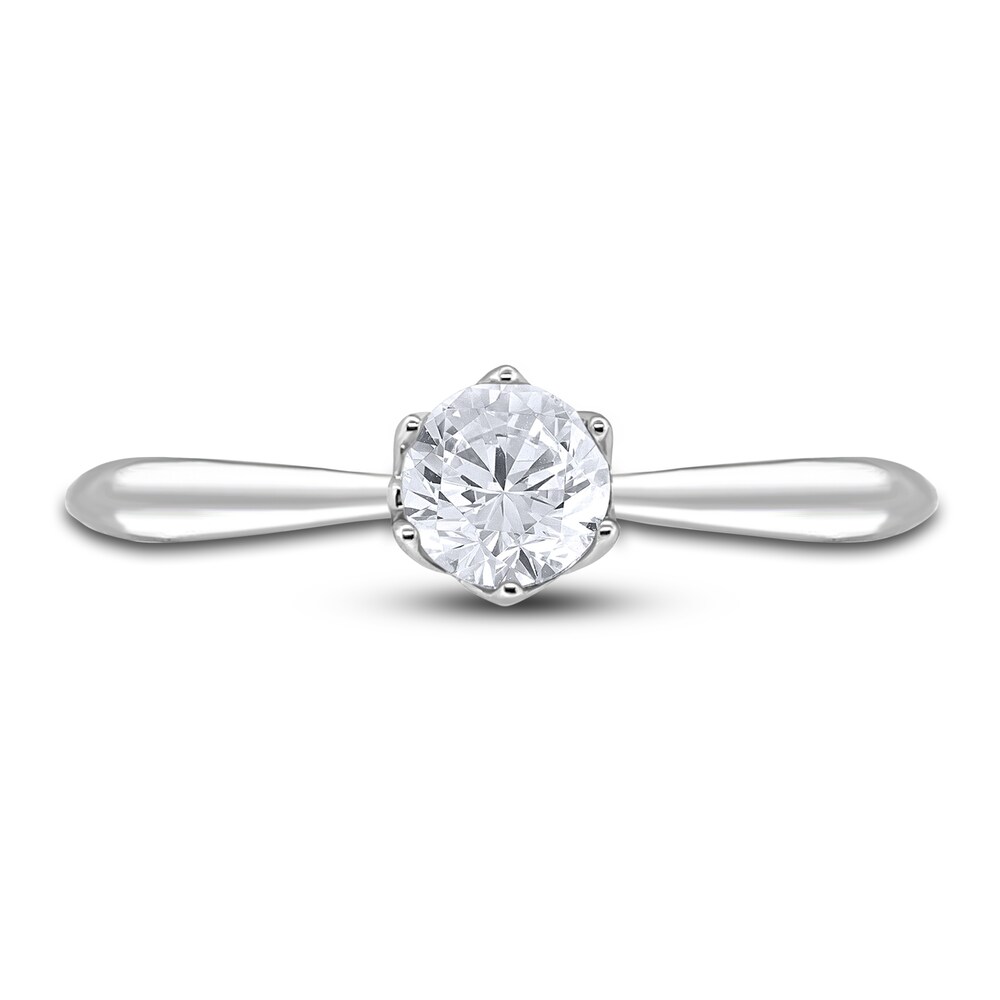 Diamond Cathedral Solitaire Engagement Ring 1/2 ct tw Round 14K White Gold (I2/I) OIkiOMLT